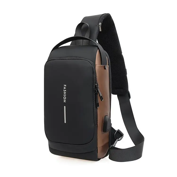 Men's Black USB Charging Crossbody Bag Waterproof Anti-Theft - Image 2