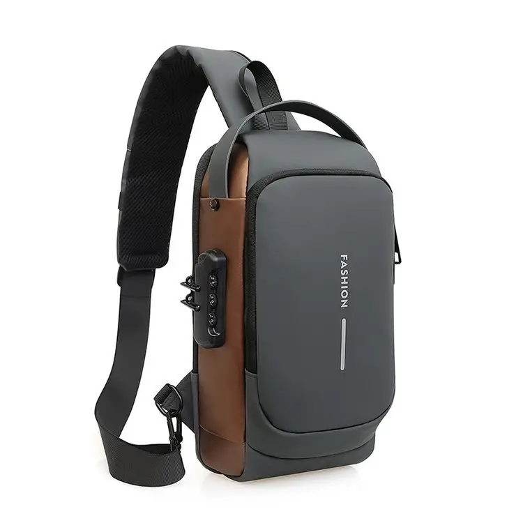 Men's Black USB Charging Crossbody Bag Waterproof Anti-Theft - Image 3