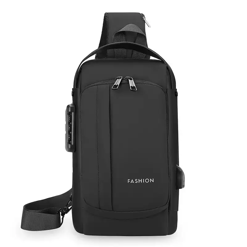 Men's Black USB Charging Crossbody Bag Waterproof Anti-Theft - Image 5