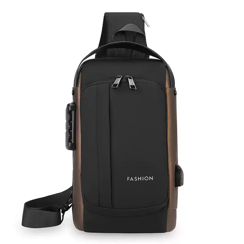 Men's Black USB Charging Crossbody Bag Waterproof Anti-Theft - Image 6