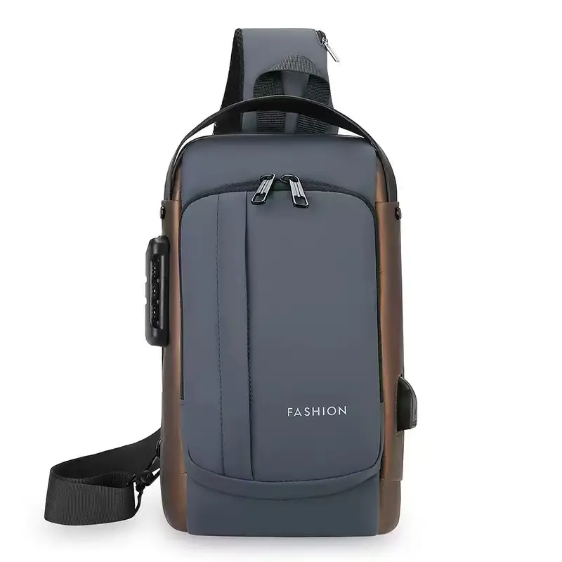 Men's Black USB Charging Crossbody Bag Waterproof Anti-Theft - Image 7