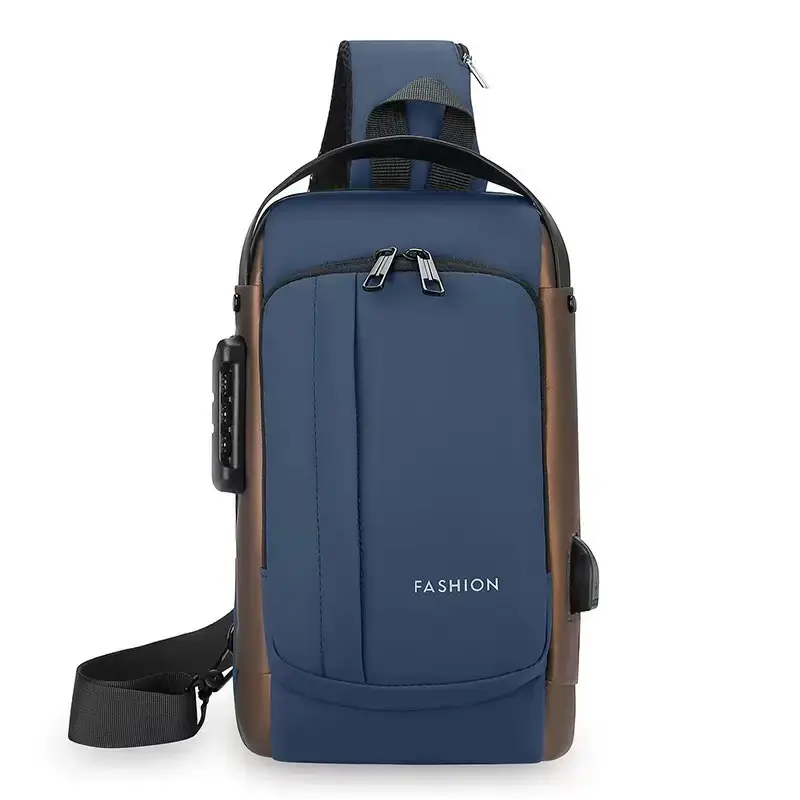 Men's Black USB Charging Crossbody Bag Waterproof Anti-Theft - Image 8