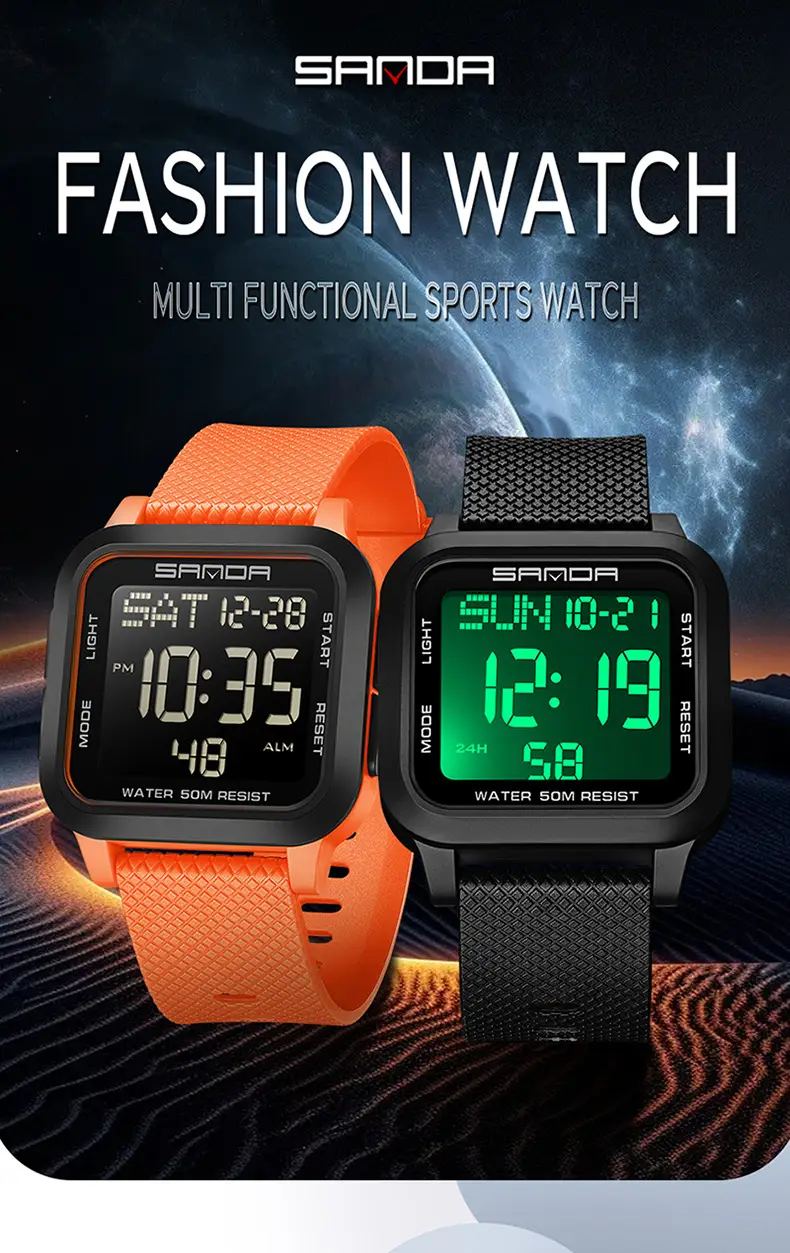 Sanda Red Digital Stopwatch Watch for Boys — feature 24