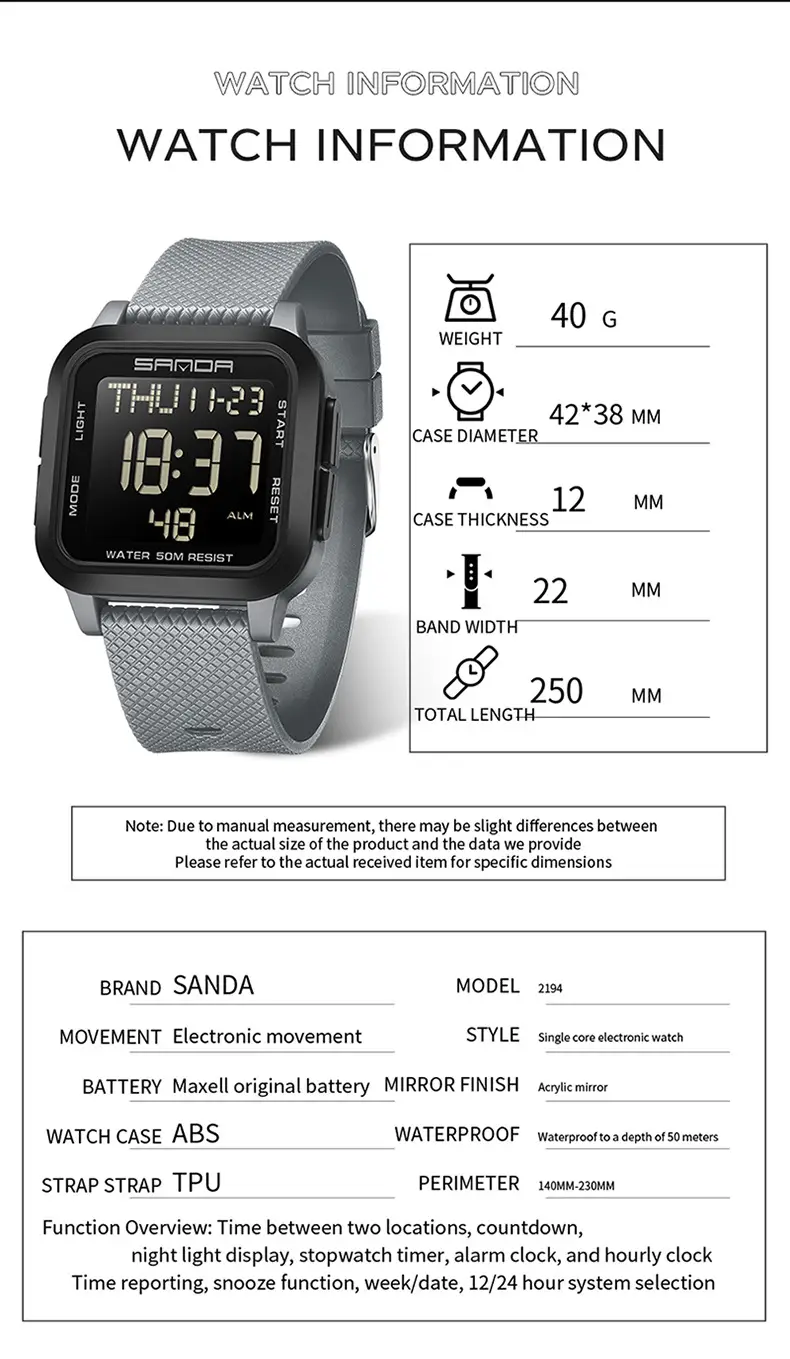 Sanda Red Digital Stopwatch Watch for Boys — feature 29