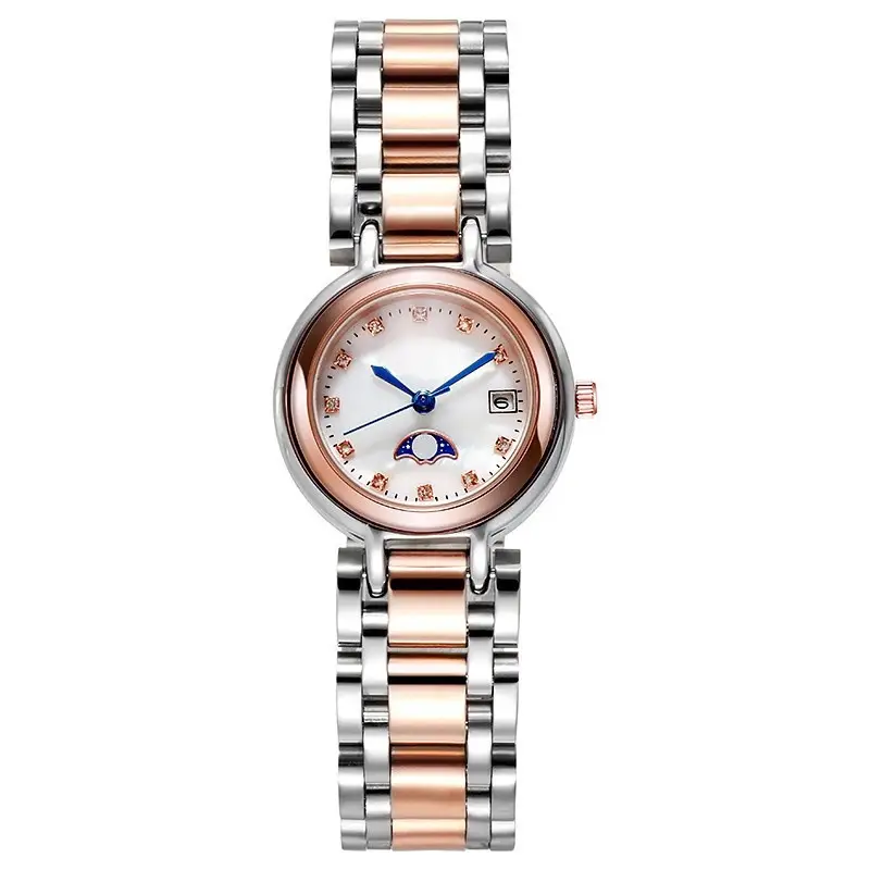 Women's Rose Gold & Silver Watch with Crystal Dial - Image 3