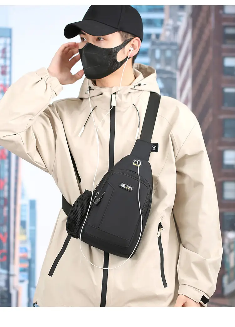 Men's Waterproof Crossbody Bag Black Ultra-light — feature 16