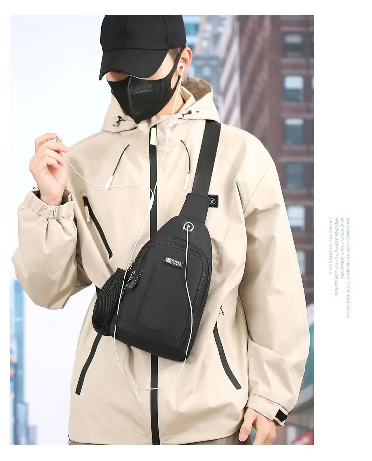 Men's Waterproof Crossbody Bag Black Ultra-light — feature 17