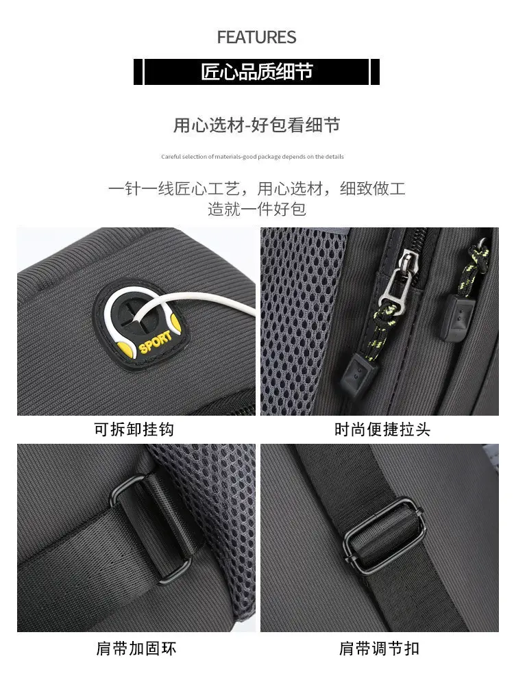 Men's Waterproof Crossbody Bag Black Ultra-light — feature 7