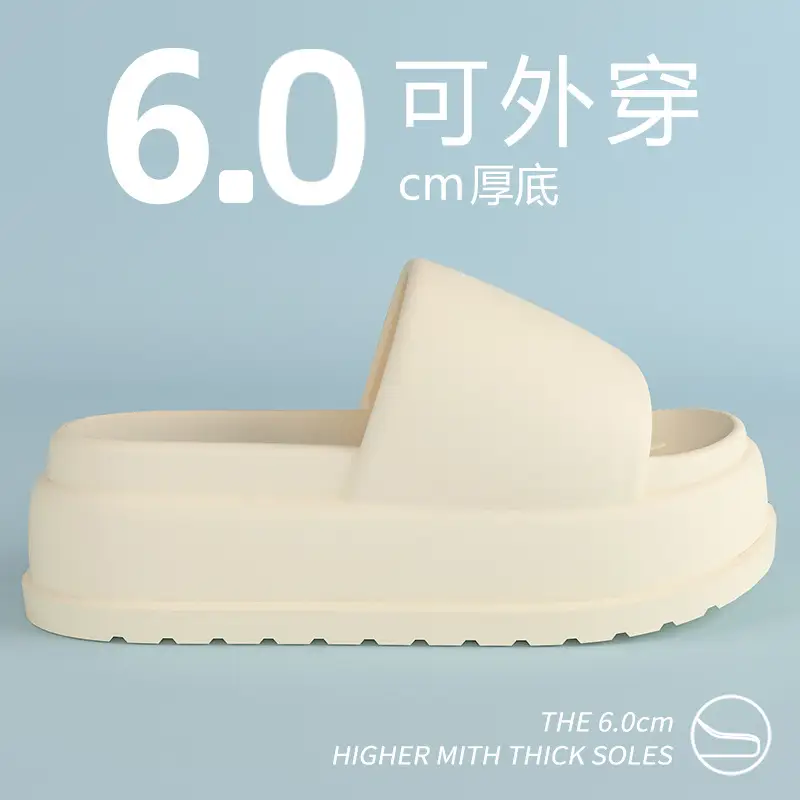Super Thick Bottom Sandals and Slippers Women's Summer One-Word Slippers Fashionable Outer Wear Non-Wearing All-Match Waterproof Non-Slip Beach Slippers - Image 10