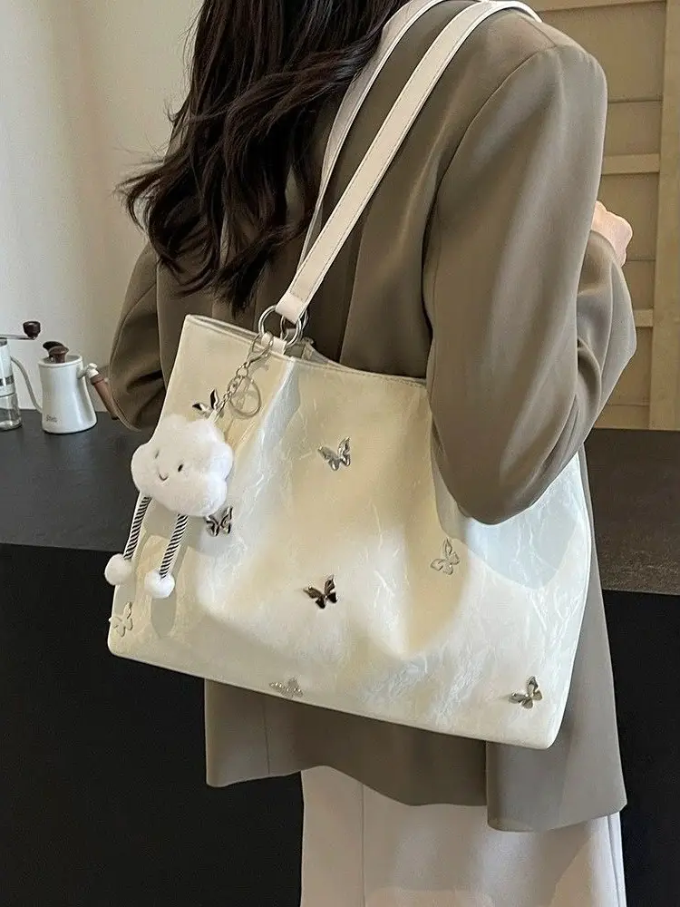 Women's Embroidered Shoulder Bag Cream 2025 - Image 6