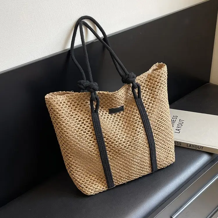 Women Straw Large Shoulder Bag 2024 Spring Summer