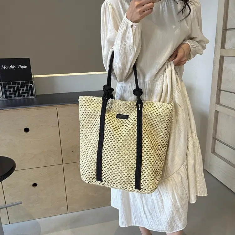Women Straw Large Shoulder Bag 2024 Spring Summer