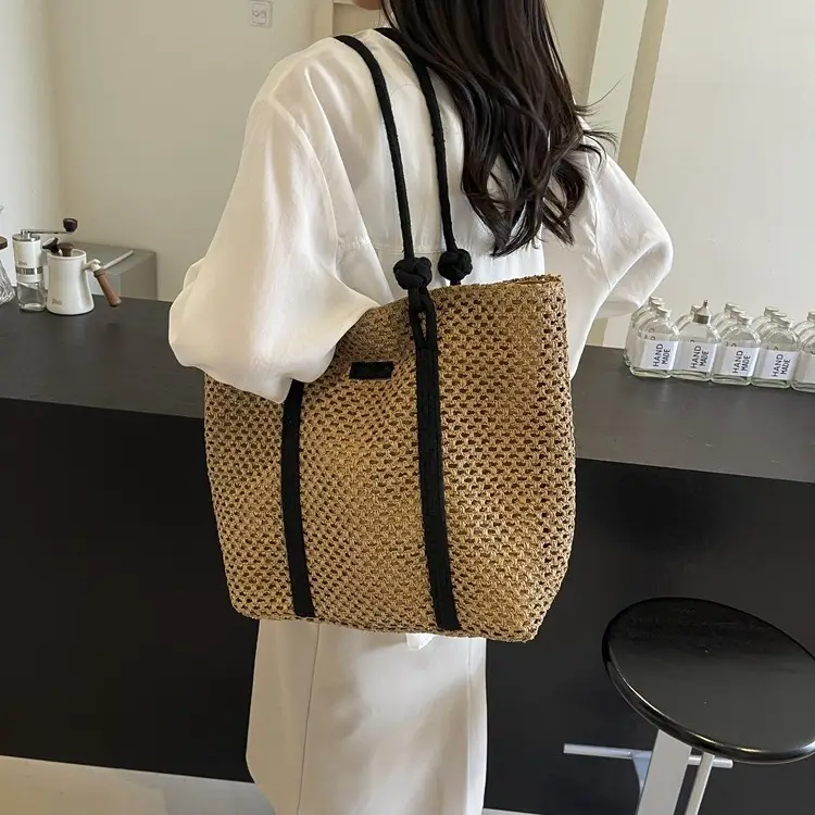 Women Straw Large Shoulder Bag 2024 Spring Summer