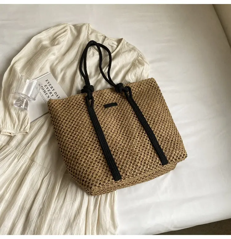 Women Straw Large Shoulder Bag 2024 Spring Summer