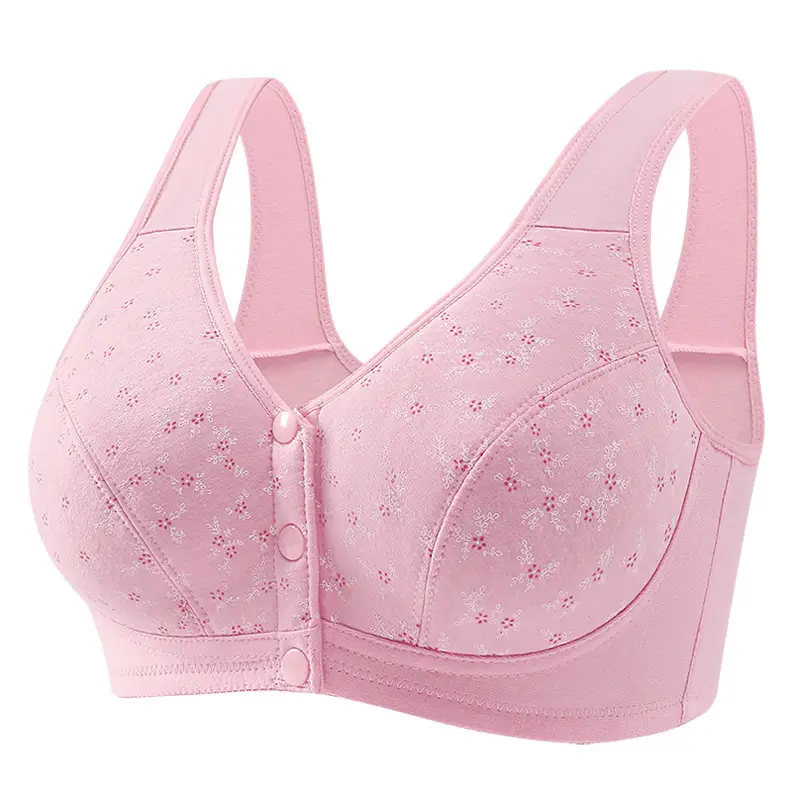 New Style Middle-aged and Elderly Underwear with Front Buckle Push-up Anti-sagging Side-closing plus size Thin Bra without Steel Rings