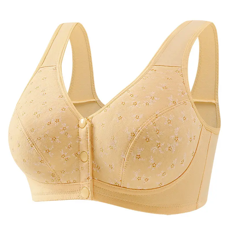 New Style Middle-aged and Elderly Underwear with Front Buckle Push-up Anti-sagging Side-closing plus size Thin Bra without Steel Rings