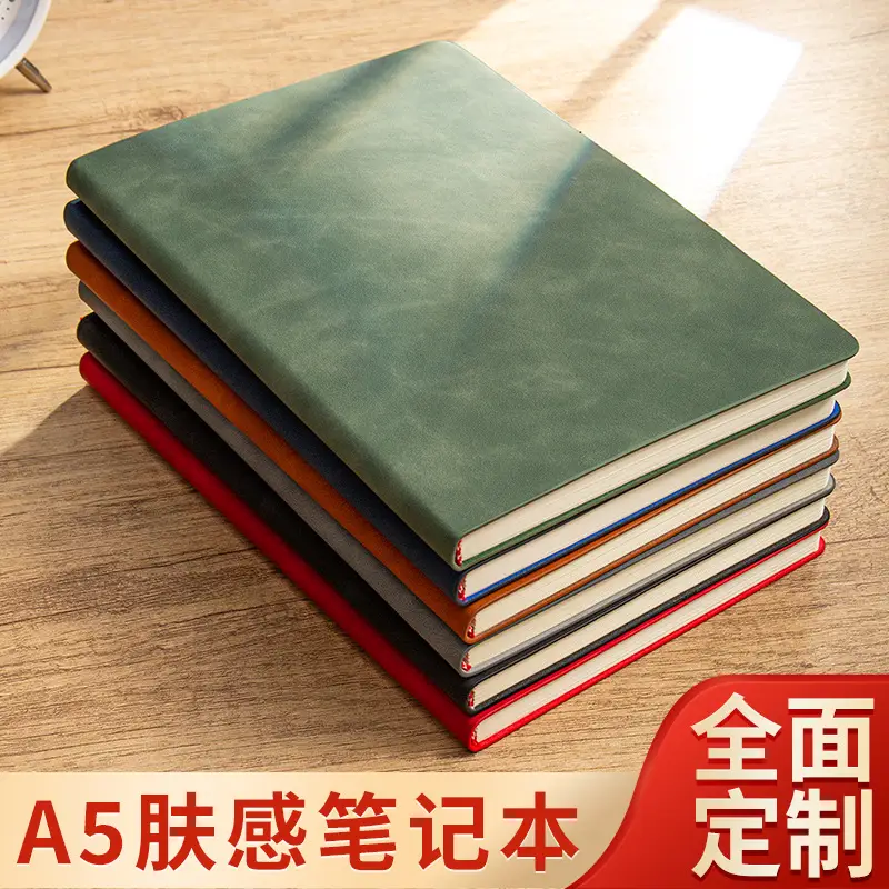 A5 Sheepskin Green Leather Notebook with Logo Printing - Image 9