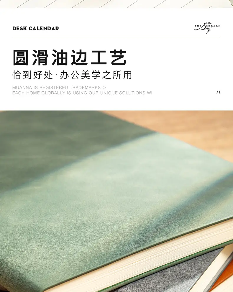 A5 Sheepskin Green Leather Notebook with Logo Printing — feature 12