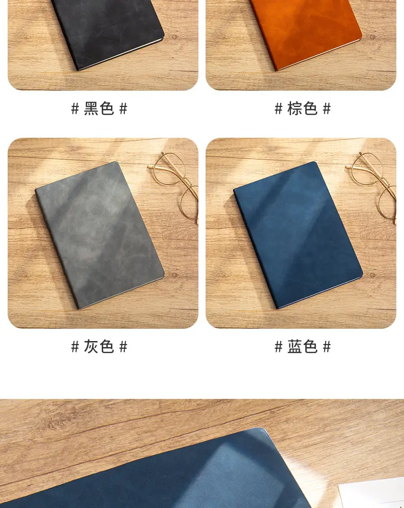 A5 Sheepskin Green Leather Notebook with Logo Printing — feature 16