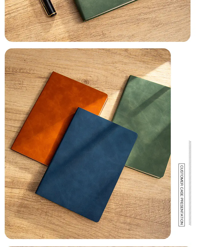 A5 Sheepskin Green Leather Notebook with Logo Printing — feature 19