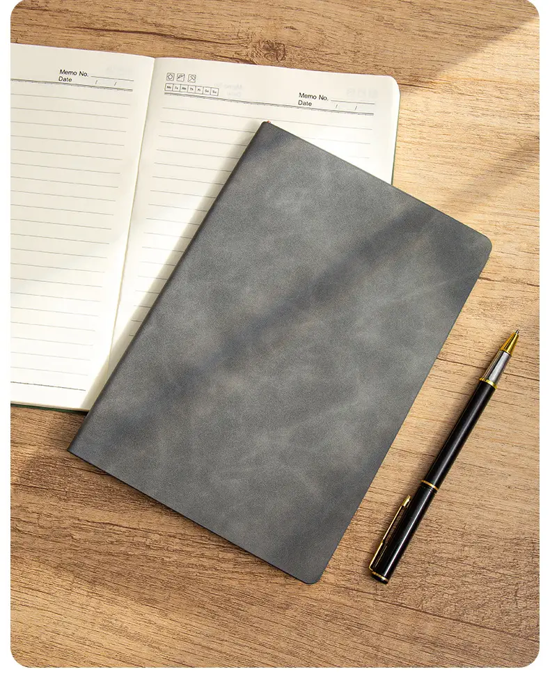 A5 Sheepskin Green Leather Notebook with Logo Printing — feature 20