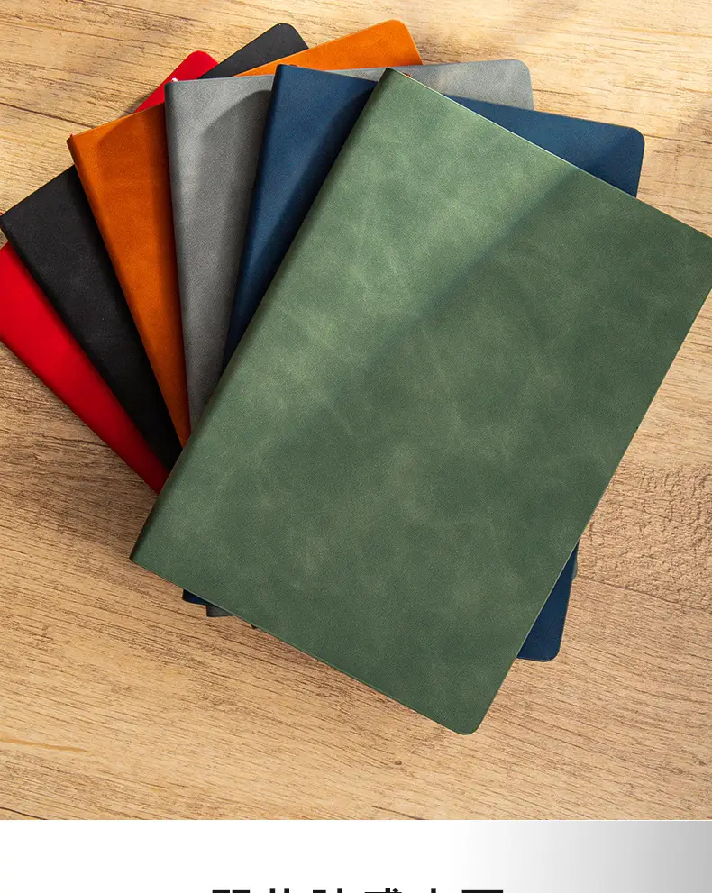 A5 Sheepskin Green Leather Notebook with Logo Printing — feature 4