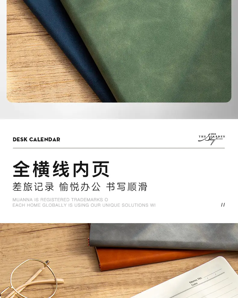 A5 Sheepskin Green Leather Notebook with Logo Printing — feature 6