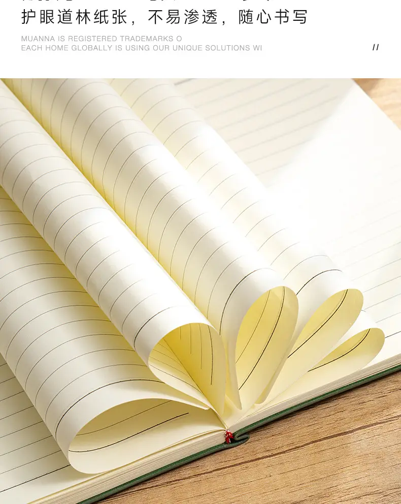 A5 Sheepskin Green Leather Notebook with Logo Printing — feature 8