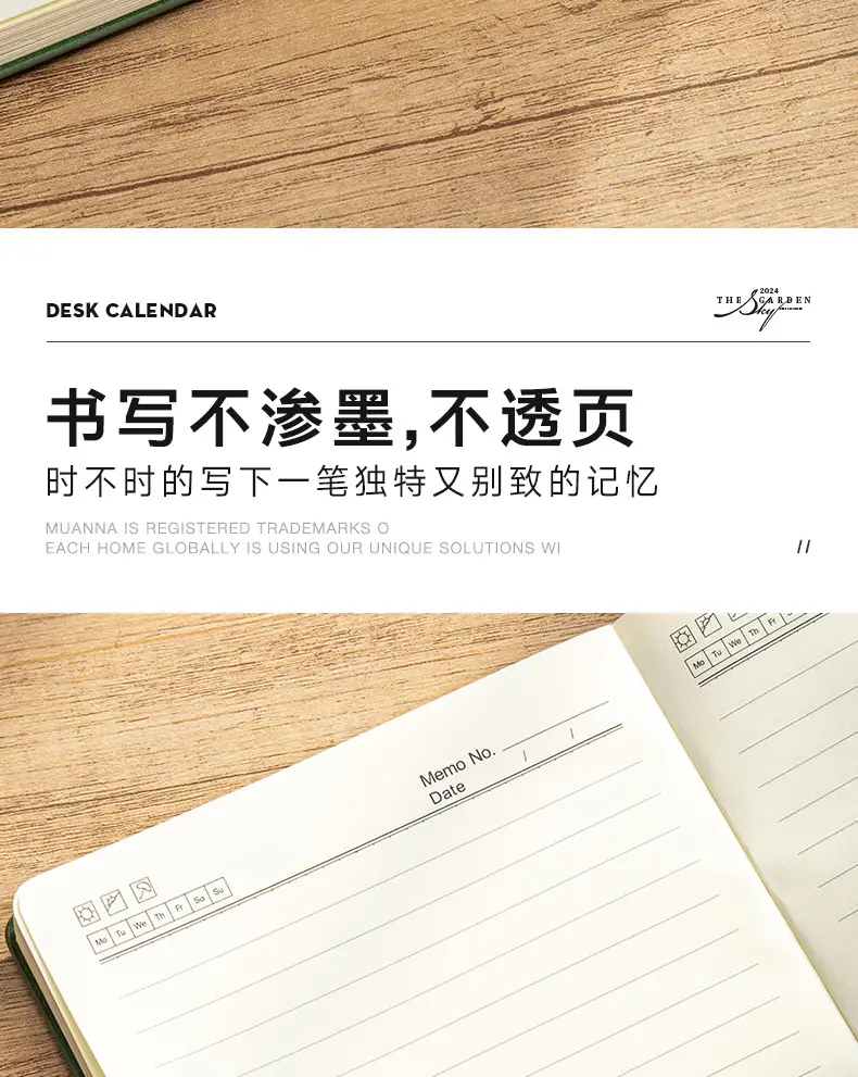 A5 Sheepskin Green Leather Notebook with Logo Printing — feature 9
