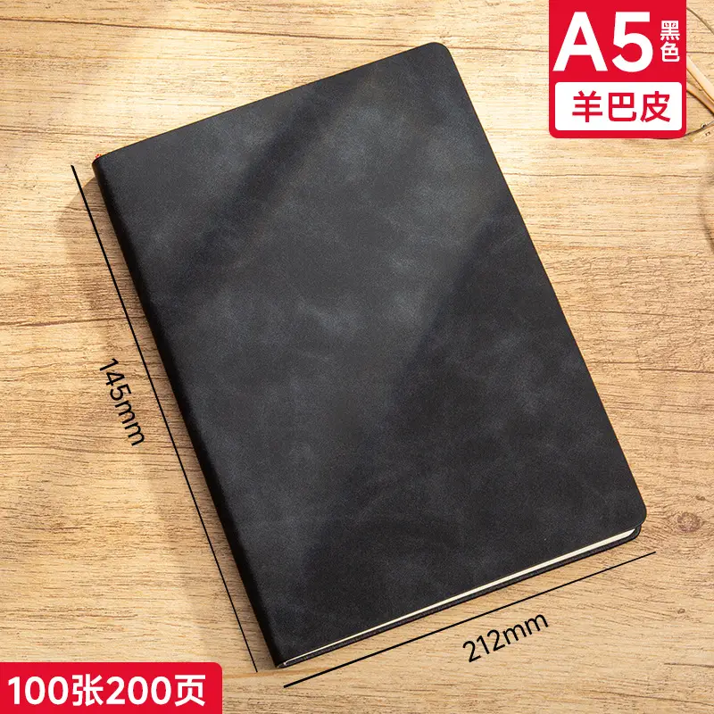 A5 Sheepskin Green Leather Notebook with Logo Printing - Image 4