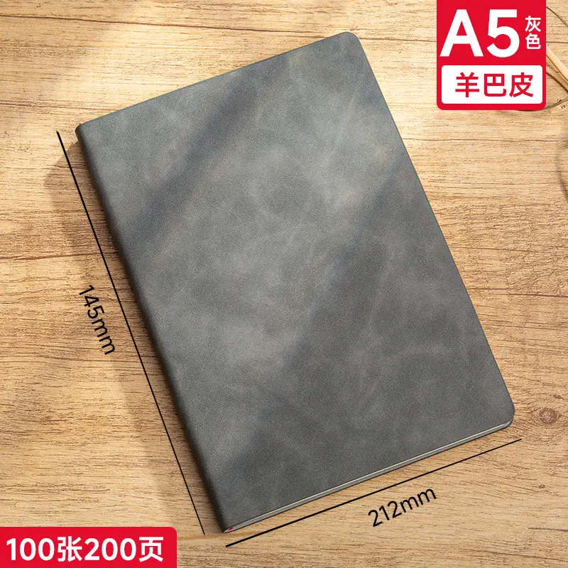 A5 Sheepskin Green Leather Notebook with Logo Printing - Image 6