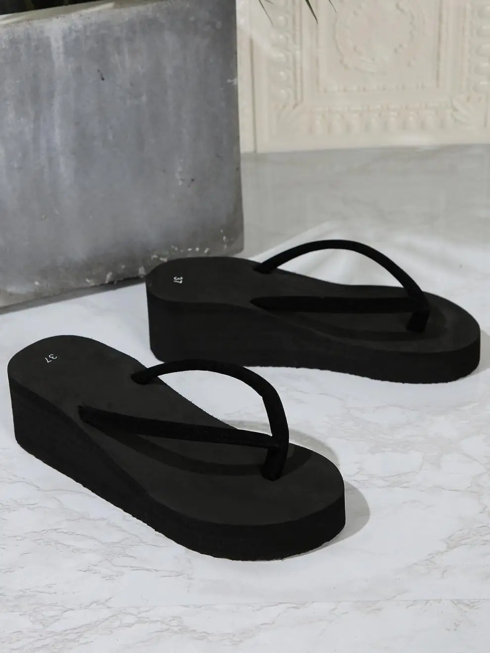 Summer Foreign Trade Large Size Flip-Flops for Women European and American Outer Wear Wedge Heels Thick-Soled High-Heeled Beach Sandals for Women Wholesale — feature 6