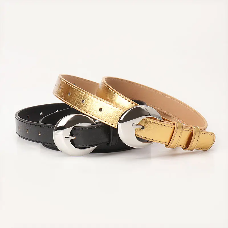 Pink Metallic Belt with Silver Buckle for Women - Image 7
