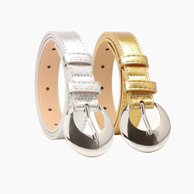 Pink Metallic Belt with Silver Buckle for Women - Image 9