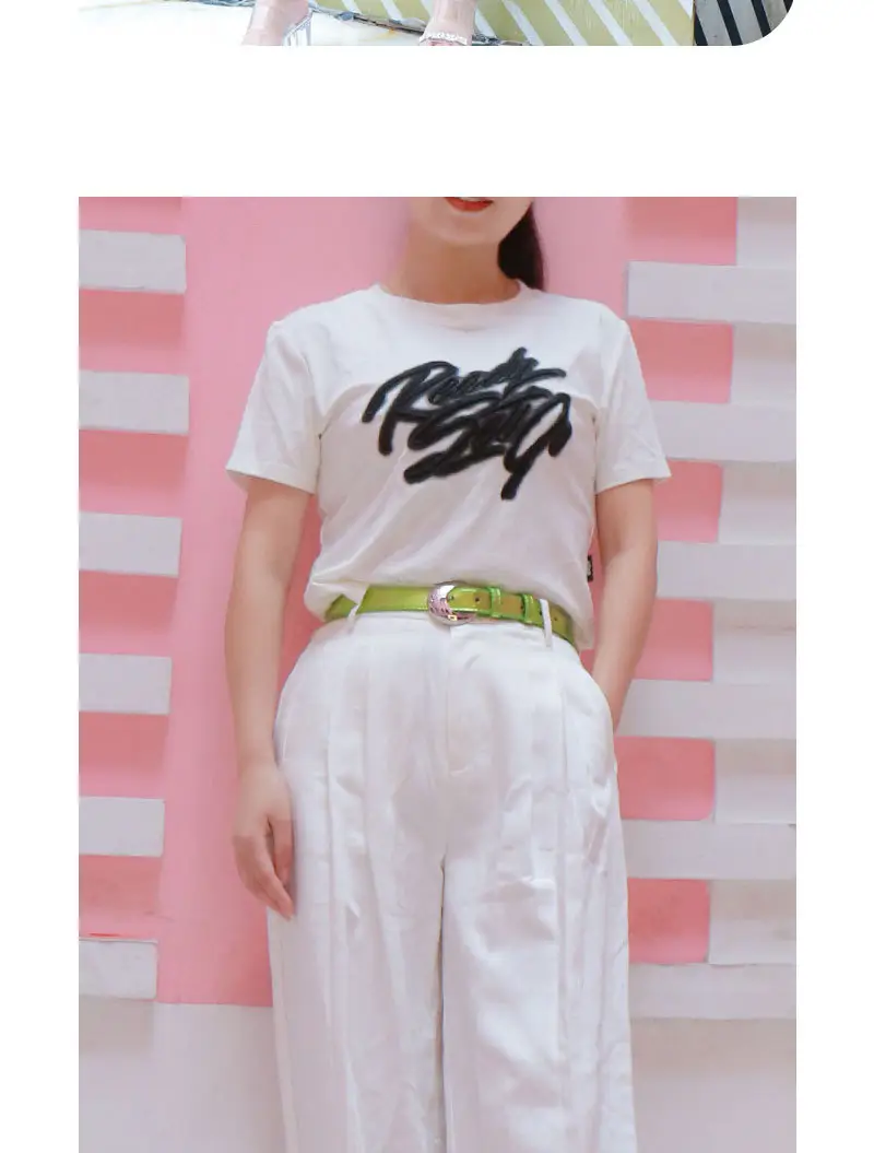 Pink Metallic Belt with Silver Buckle for Women — feature 14