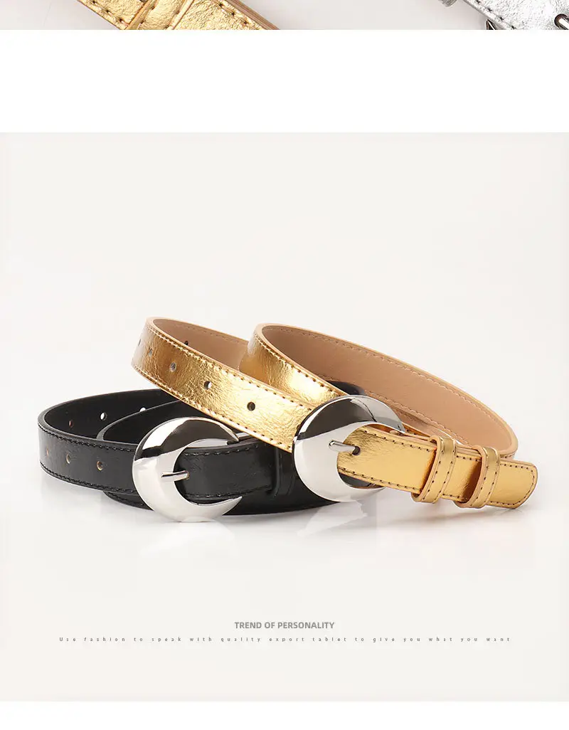 Pink Metallic Belt with Silver Buckle for Women — feature 18
