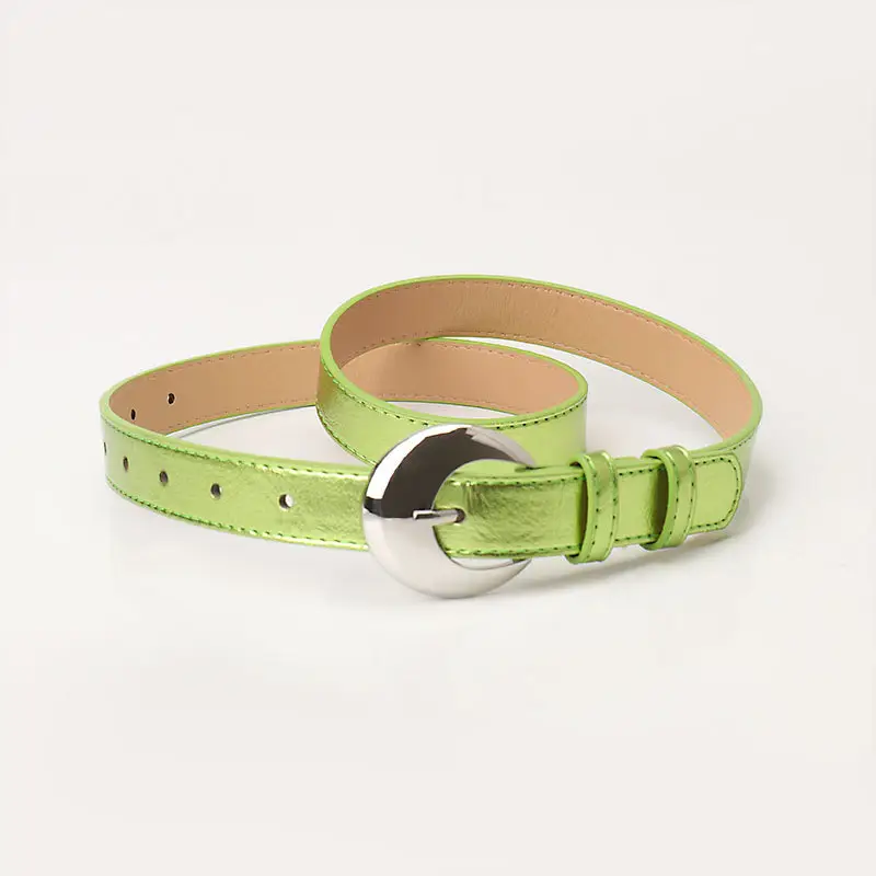 Pink Metallic Belt with Silver Buckle for Women - Image 2