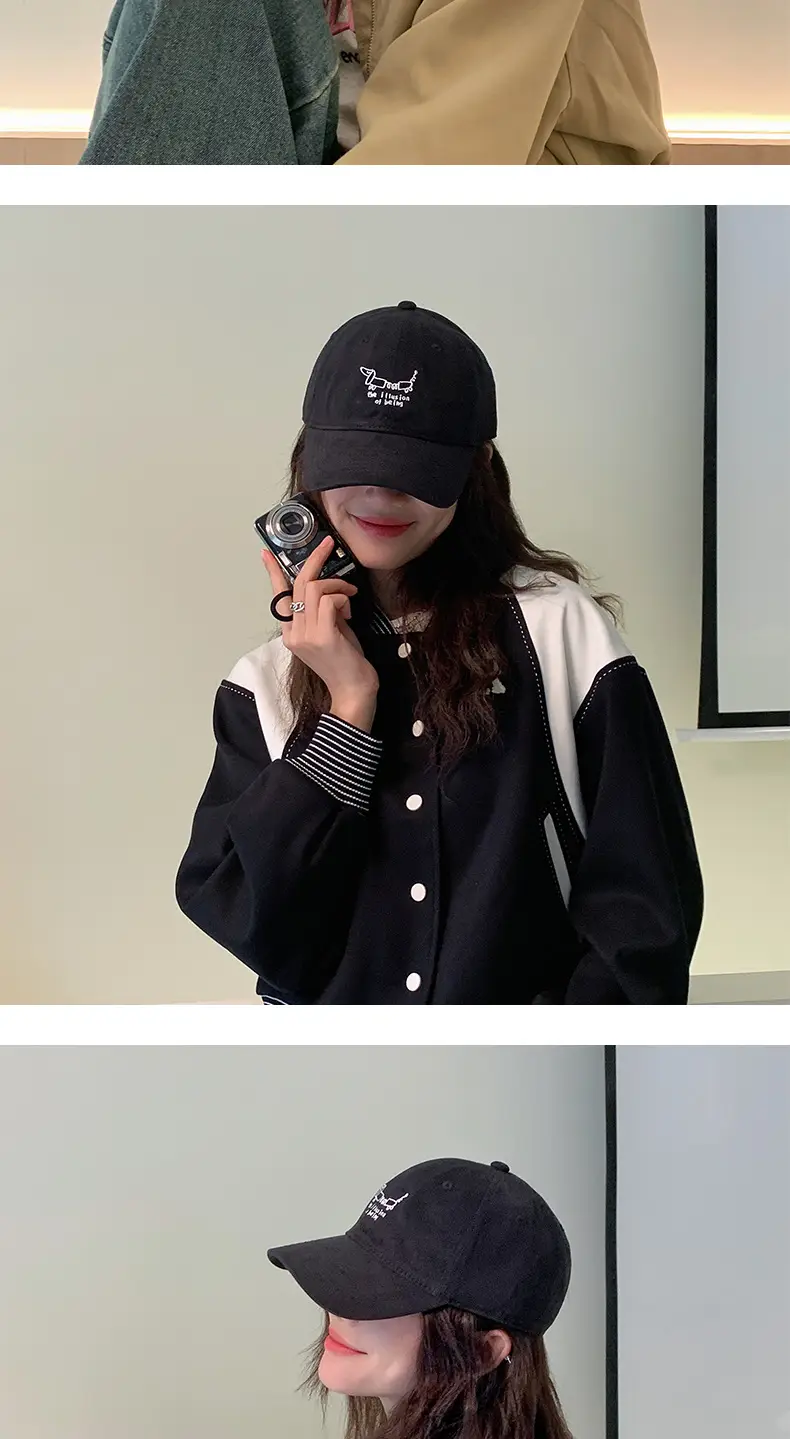 Black Pure Cotton Peak Cap for Girls & Dogs — feature 11