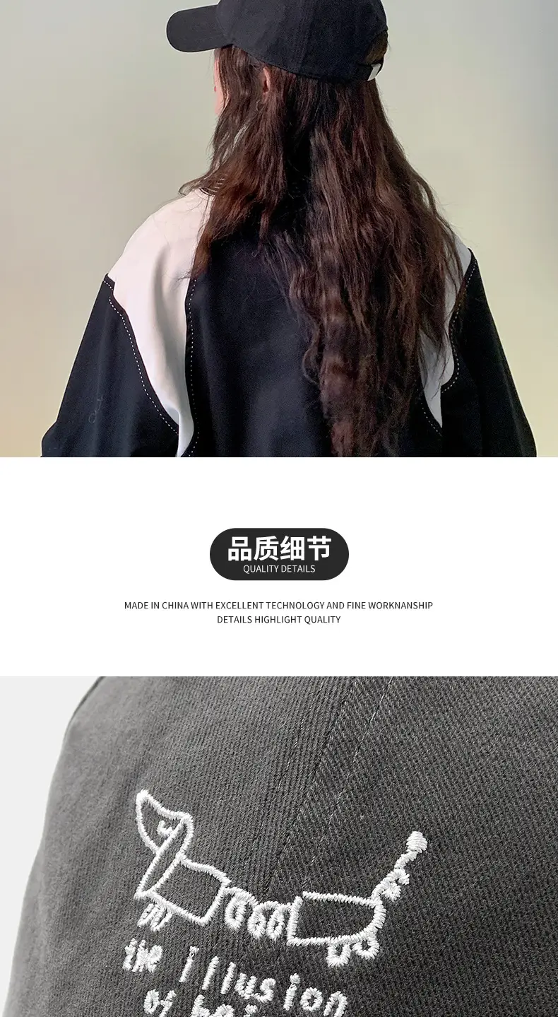 Black Pure Cotton Peak Cap for Girls & Dogs — feature 13