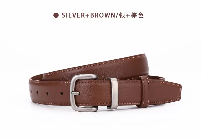 Women's Black Leather Belt with Gold Buckle 2.8cm — feature 23
