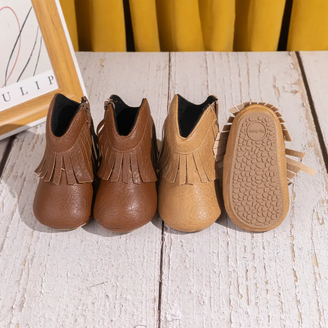 Foreign trade new baby shoes western Denim boots tassel fashion zipper toddler shoes baby shoes
