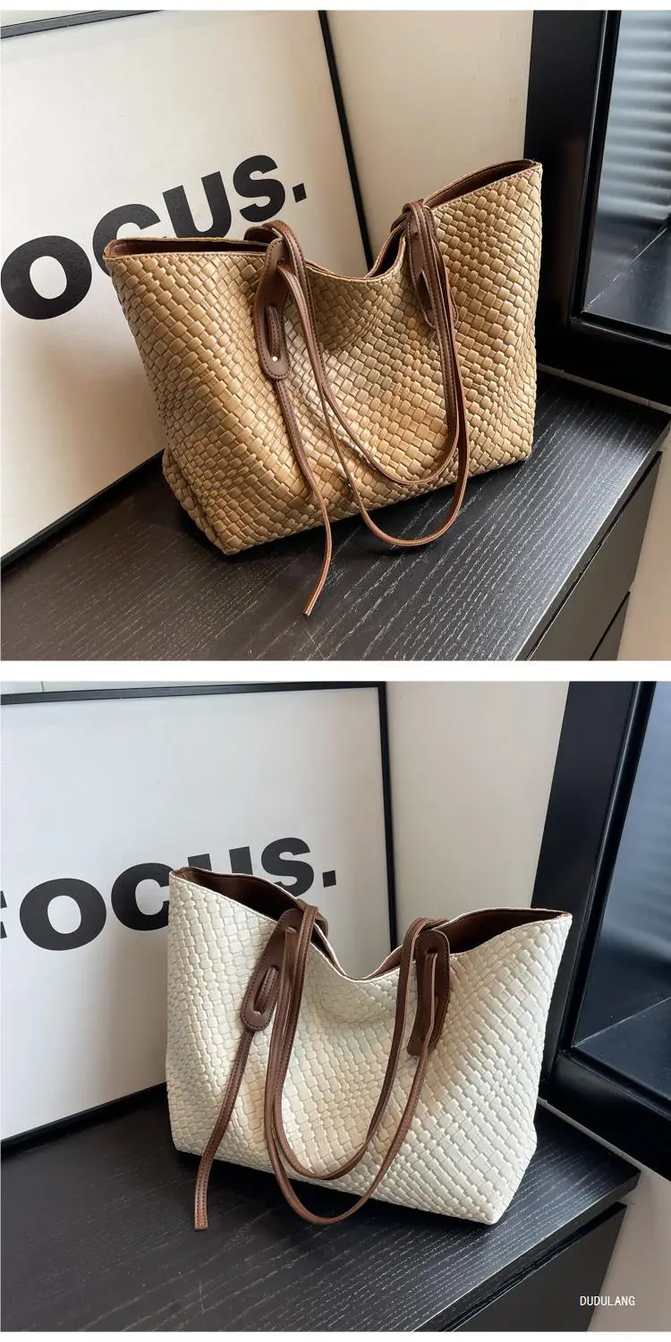 Black Woven Shoulder Bag for Women Large Capacity Commuter Style — feature 16