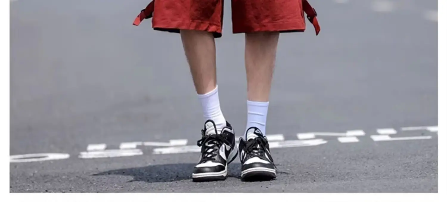 Wine Red Retro Tooling Shorts Men Summer Loose Wide-leg Knee-length Pants — feature 13