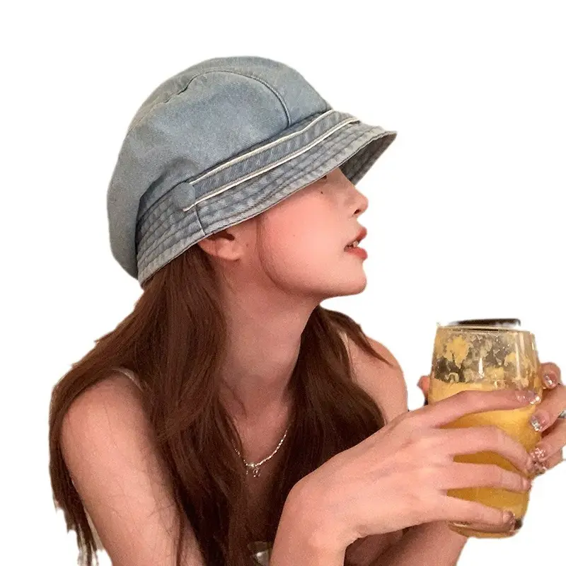 Women Denim Duck Tongue Beret Spring Summer Hat - Image 7