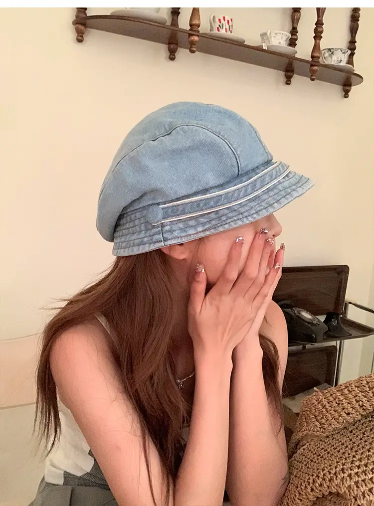 Women Denim Duck Tongue Beret Spring Summer Hat — feature 12