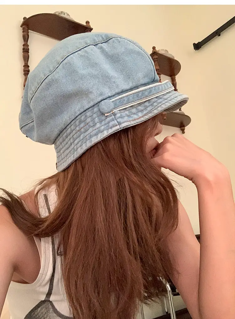 Women Denim Duck Tongue Beret Spring Summer Hat — feature 6