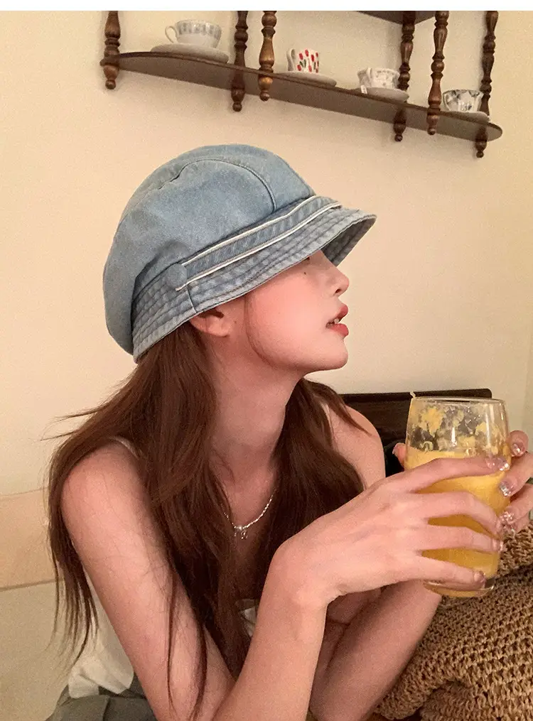 Women Denim Duck Tongue Beret Spring Summer Hat — feature 7