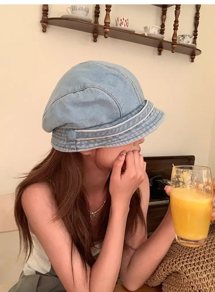 Women Denim Duck Tongue Beret Spring Summer Hat — feature 8