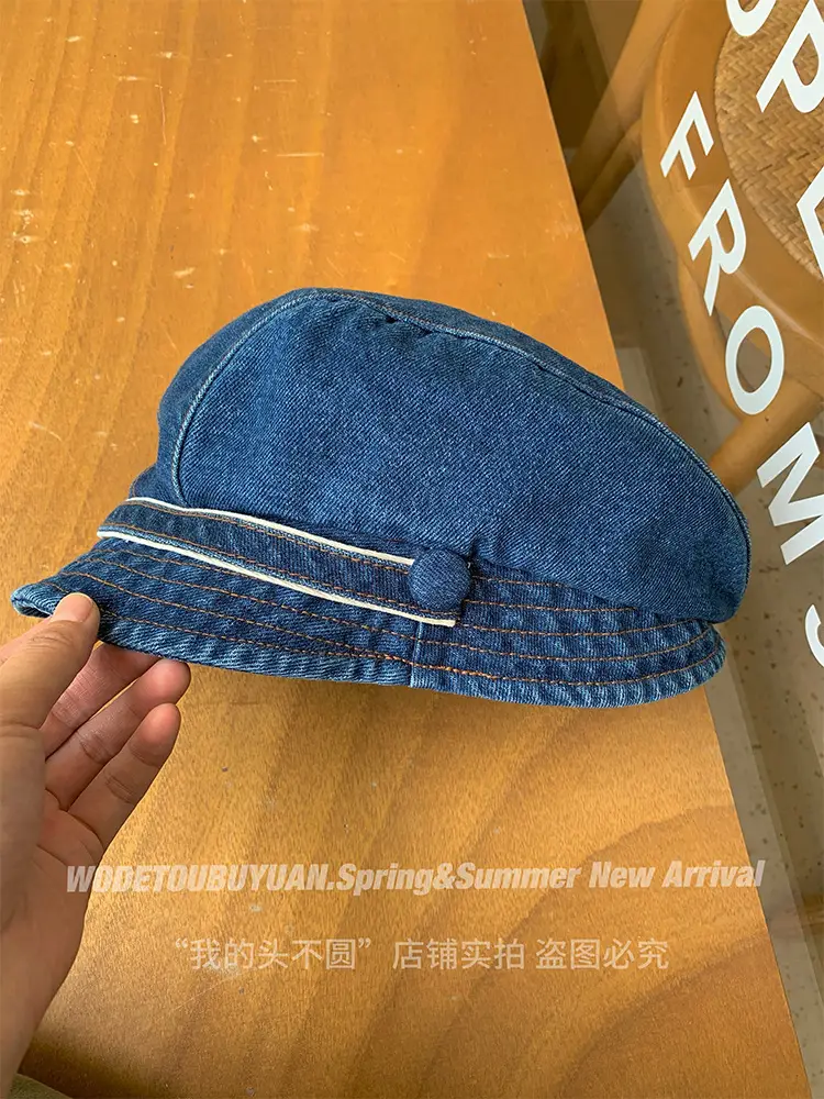 Women Denim Duck Tongue Beret Spring Summer Hat - Image 2