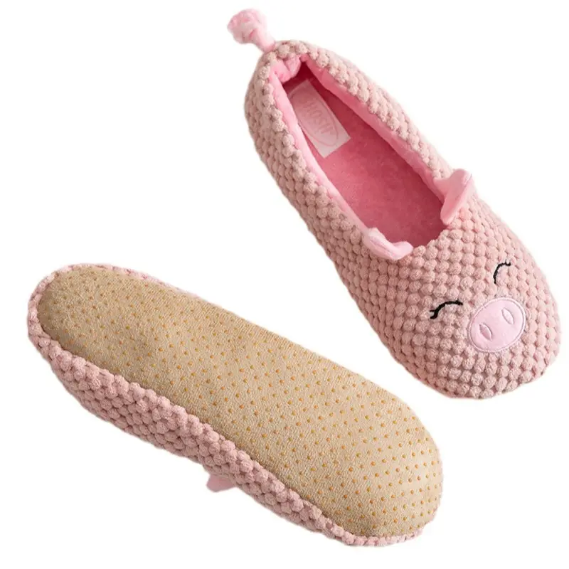 Printable logo cute pig cotton shoes slippers pink soft slippers suede non-slip piglet moon shoes - Image 5